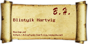 Blistyik Hartvig névjegykártya